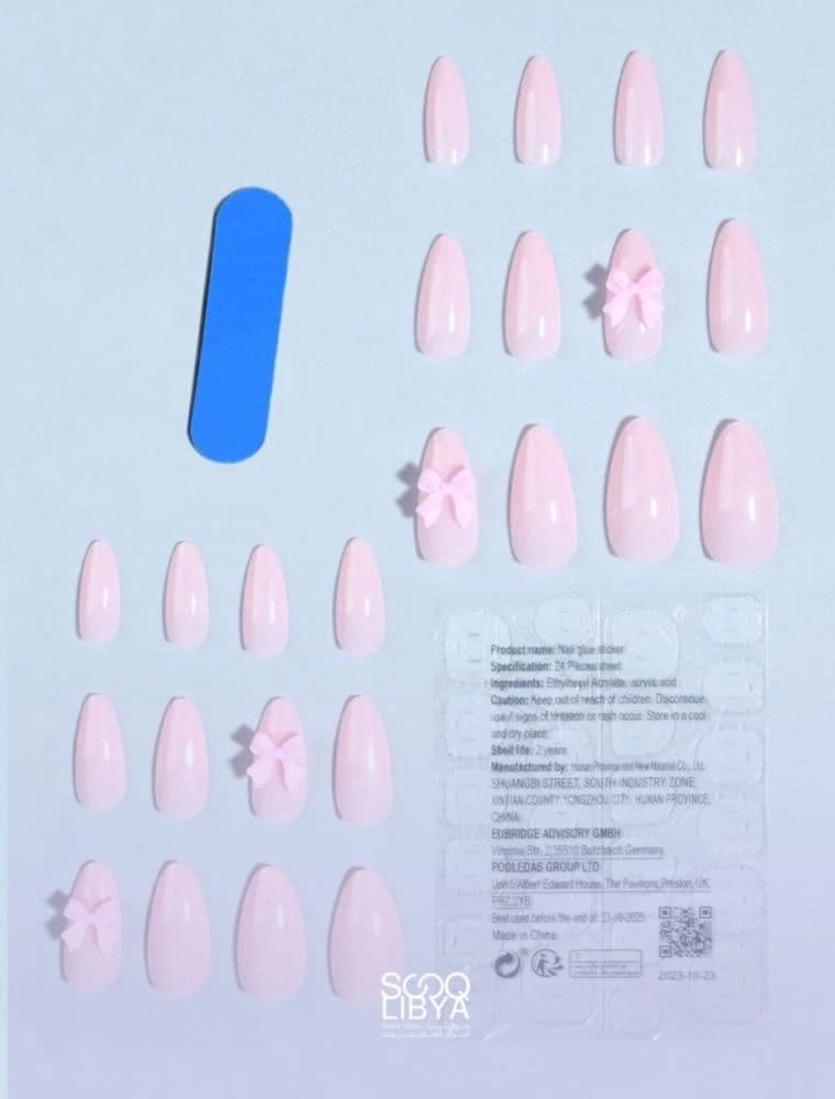 Long Almond Pink Bowknot