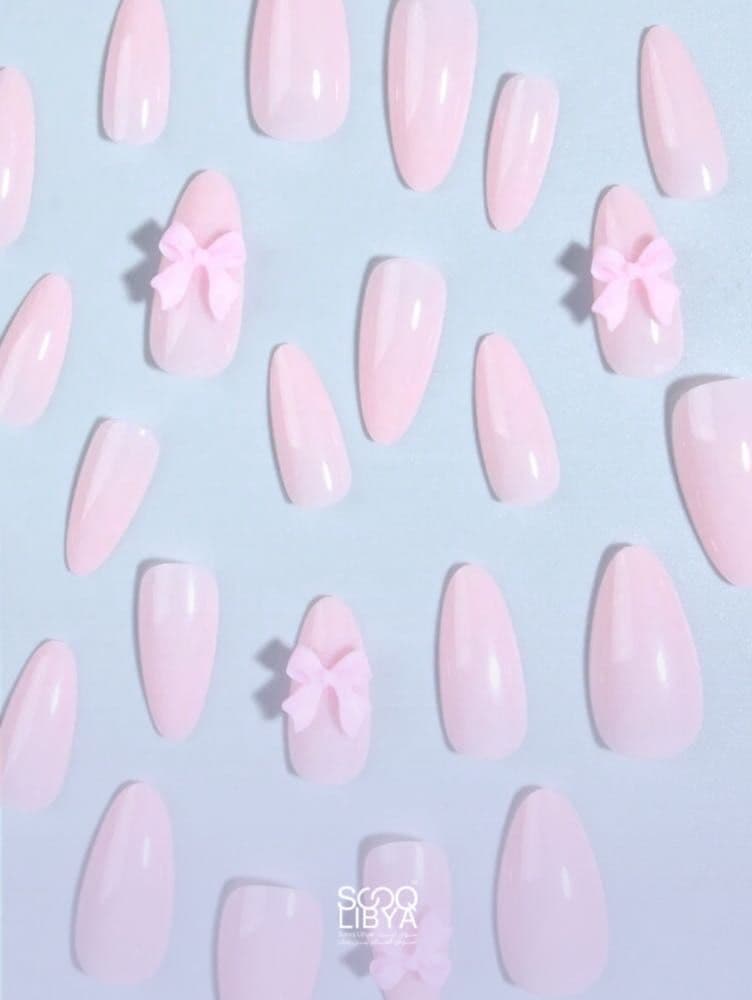 Long Almond Pink Bowknot